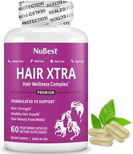 Hair Xtra by NuBest, Vitamins For Stronger, Fuller & Thicker Hair, 60 Vegan Caps