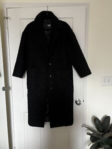UGG Hattie Long Oversized Teddy Coat in Black  Size XS