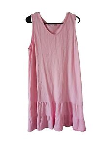 Fresh Produce Women's Dress Size L Sleeveless Midi Hot Pink Lounge Casual Boho