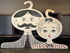 Rare Vintage Wood Man’s  And Child’s Face Clothing Store Display Hangers