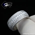 MEN SOLID 925 STERLING SILVER FULL ICY BLING CZ 10MM WEDDING BAND RING*SR119