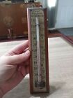 Vintage wood & brass EASY READING thermometer. Working