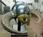 Medieval Viking Fantasy Helmet With Horns 18G Steel LARP Battle Cosplay Helmet