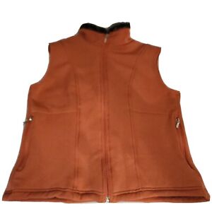 Colorado Wooly Bully Wear Women's VEST M Burnt Orange Faux Fur Collar Full Zip