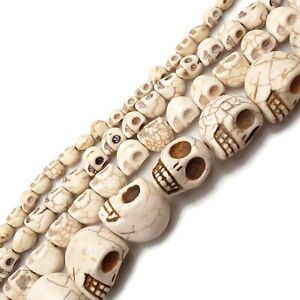 White Howlite Turquoise Skull Beads 6x8mm 8x10mm 10x12mm 18x23mm 15.5