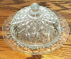Vtg Anchor Hocking Prescut Pineapple Clear Glass Dome Covered Butter Dish