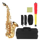 Bb Soprano Saxophone Brass Gold Lacquered Curved Sax Woodwind Instrument L4M4