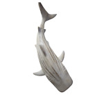 Handcrafted Wood Mako Shark Wall Decor, Antiqued White-18.5x8x4in