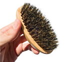 Men's Boar Hair Beard Brush - Soft Bristle Mustache Grooming, Oval Wood Handle
