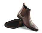 Genuine Leather Brown Mens Dress Chelsea Boots Almond Toe Leather Lining AZAR