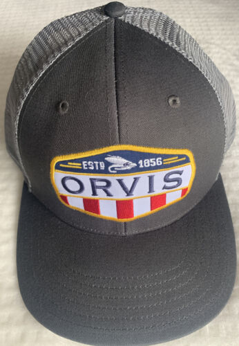 Orvis Test Cast Trucker Hat, EST. 1856 Orvis Patch, NWT, Charcoal, USA, Nice!