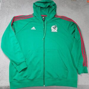 Adidas Mexico National Soccer Full Zip Vivid Green Hoodie Mens 2XL XXL Sweater