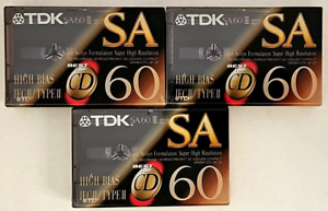 3 TDK SA 60 High Bias IEC II/ TYPE II Best for CD SEALED Cassette Tapes