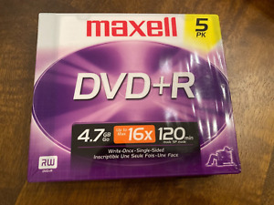 Maxell DVD+R 5 Pack 4.7GB, 16x, 120min, New SEALED