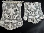 New Listing2- Antique Irish Crochet Lace Dress Pocket Panels w Raised Work Floral