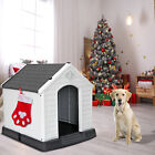 Dog House Plastic Pet Puppy Shelter Grey Waterproof w/Air Vents & Elevated Floor