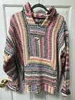Baja Joe Hoodie Size L Unisex Rainbow Weave Mexican Blanket Poncho/Drug Rug