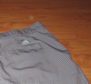 ADIDAS Mens 36 Gray Blue Check Golf Shorts Microfiber Shirt Grippers 9
