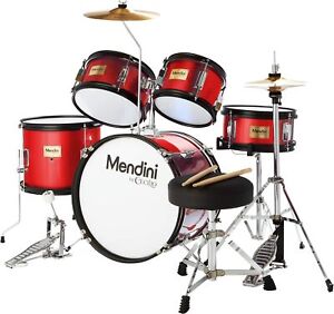 New Listing﻿Mendini By Cecilio Kids - Starter Drums Kit w/Bass, Toms, Snare, Red Drum Set
