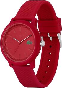 NEW Lacoste L.12.12 Red  Silicone Classic Strap Men's Watch 2011173
