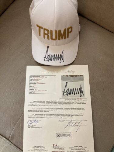 2024 President Donald Trump Signed White and Gold TRUMP Hat JSA Cert Autograph