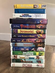 Walt Disney Lot Of 14 VHS Movies Pocahontas Aladdin Beauty And The Beast Tarzan