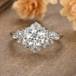 925 Sterling Silver Set Rings Womens Simulation Diamond Wedding Engagement Ring