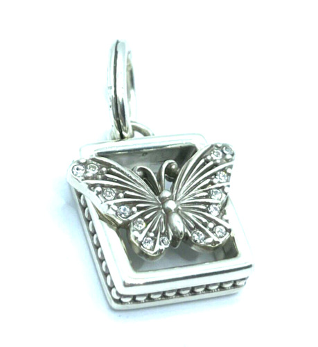 Brighton Sakura Butterfly Crystals Picture Frame Garden Wings Silver Clip Charm