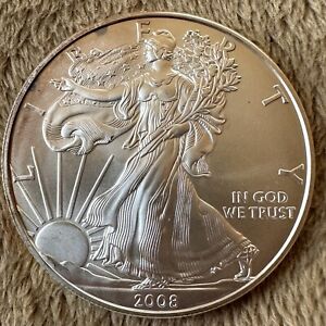 2008 American Silver Eagle 1 oz .999 SILVER UNC w/ LIGHT TONING