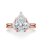 Womens Wedding Ring 1.40 Ct IGI GIA Lab Created Pear Cut Diamond 18k Rose Gold