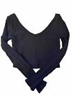 Arizona  Black Ribbed Deep V Neck Cropped Sweater Size Xs