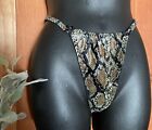 Vintage High Cut Snakeskin Print Thong Panty 90s Sexy Velvet Feel Panties OSFM