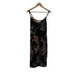 Line & Dot Dress Midi Revolve Velvet Floral Black Brown Cocktail Size Small