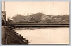 1913 COVERED BRIDGE DESTROYED  RPPC WHITE RIVER JUNCTION WINDSOR CO VERMONT