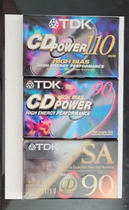 TDK SA-90 / CD Power 90, 110 High Bias Type II Cassette Tapes 3 NEW Sealed Lot