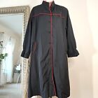 Vintage 90’s Long Rain/wind Trench Coat Black Goth-like Sz M/Lg Red Piping