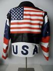 USA Stars & Stripes Flag Patriotic Men Leather Motorcycle Jacket Phase 2 (M) EUC