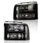 For 05-07 Ford F250 F350 Super Duty Black Housing Clear Corner Headlight Lamps (For: 2005 F-350 Super Duty)