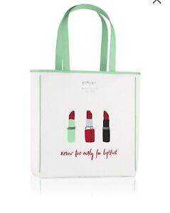 Clinique x Kate Spade Shopping Shoulder Travel Tote Large White Lipstick Bag