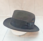 Resistol Self Conforming Men's Vintage Brown Fedora Hat With Feather 7 1/8