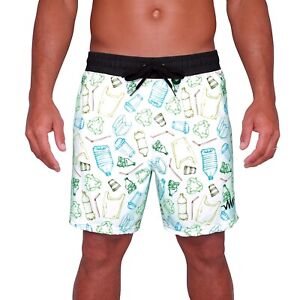 Men’s 18” Board Shorts Made from 100 % Recycled Plastic with Zipper Pockets 34