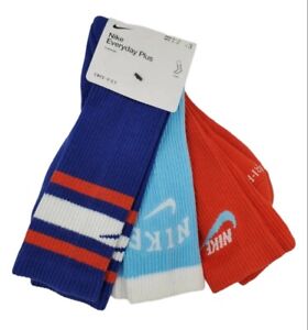 Nike Everyday Crew Socks, Men's Shoe Size 8-12, Red Blue DH3415-905 USA, L15 MP