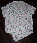 NWT Karen Neuburger White/Pink/Green FLORAL Bouquet BERMUDA Shorts Pajama Set M