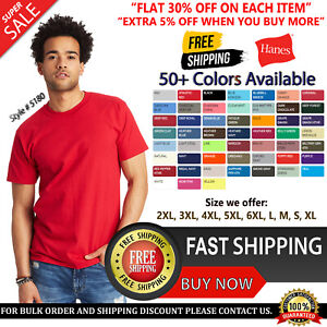 Hanes Unisex T Shirt Plain Short Sleeves Blank Wholesale Beefy-T T-Shirt - 5180