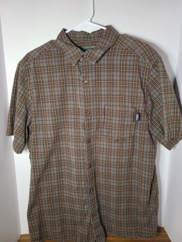 Men’s Green/Yellow Plaid Color Woolrich Button Up Shirt-Size L