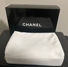 NEW IN BOX CHANEL White Velvet Makeup Bag Gold Chanel Pendent Zipper Pull