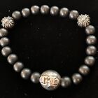 CHROME HEARTS Bracelet Beads Cross Ball Black Silver Matte 100% Authentic