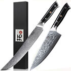 TURWHO 8in Chef Knife +10.5in Slicing Knife Japanese VG10 Damascus Steel Knife
