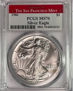 1986 (S) American Silver Eagle PCGS MS70 PERFECT - First Year - SCARCE