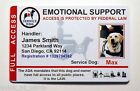 EMOTIONAL SUPPORT SERVICE DOG ID CARD FOR SERVICE ANIMAL ADA RATED VERTICAL 8ES